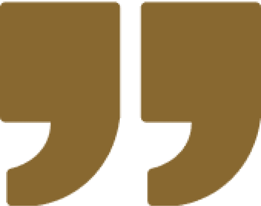 Brown quotation mark on a white background